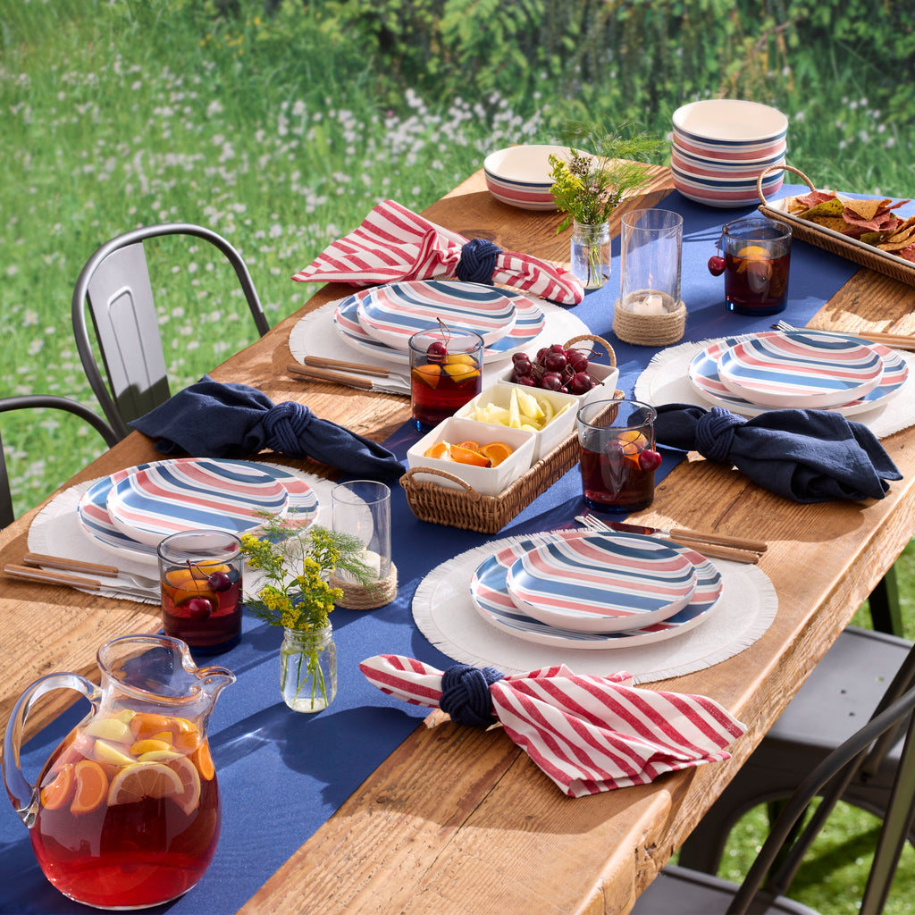 24 Seven Melamine Stripe 12-Piece Dinnerware Set