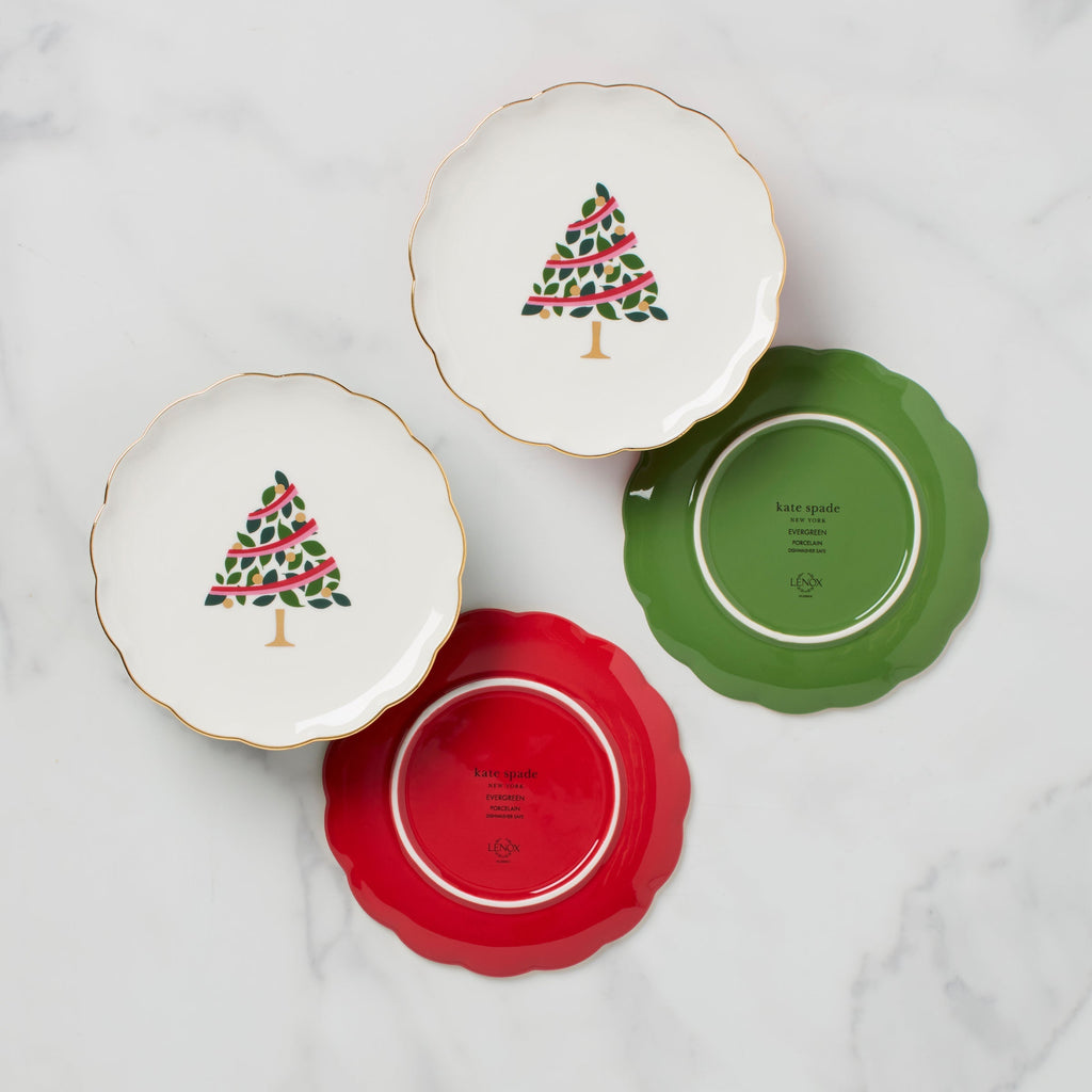 Evergreen Scallop Tidbit Plates, Set of 4