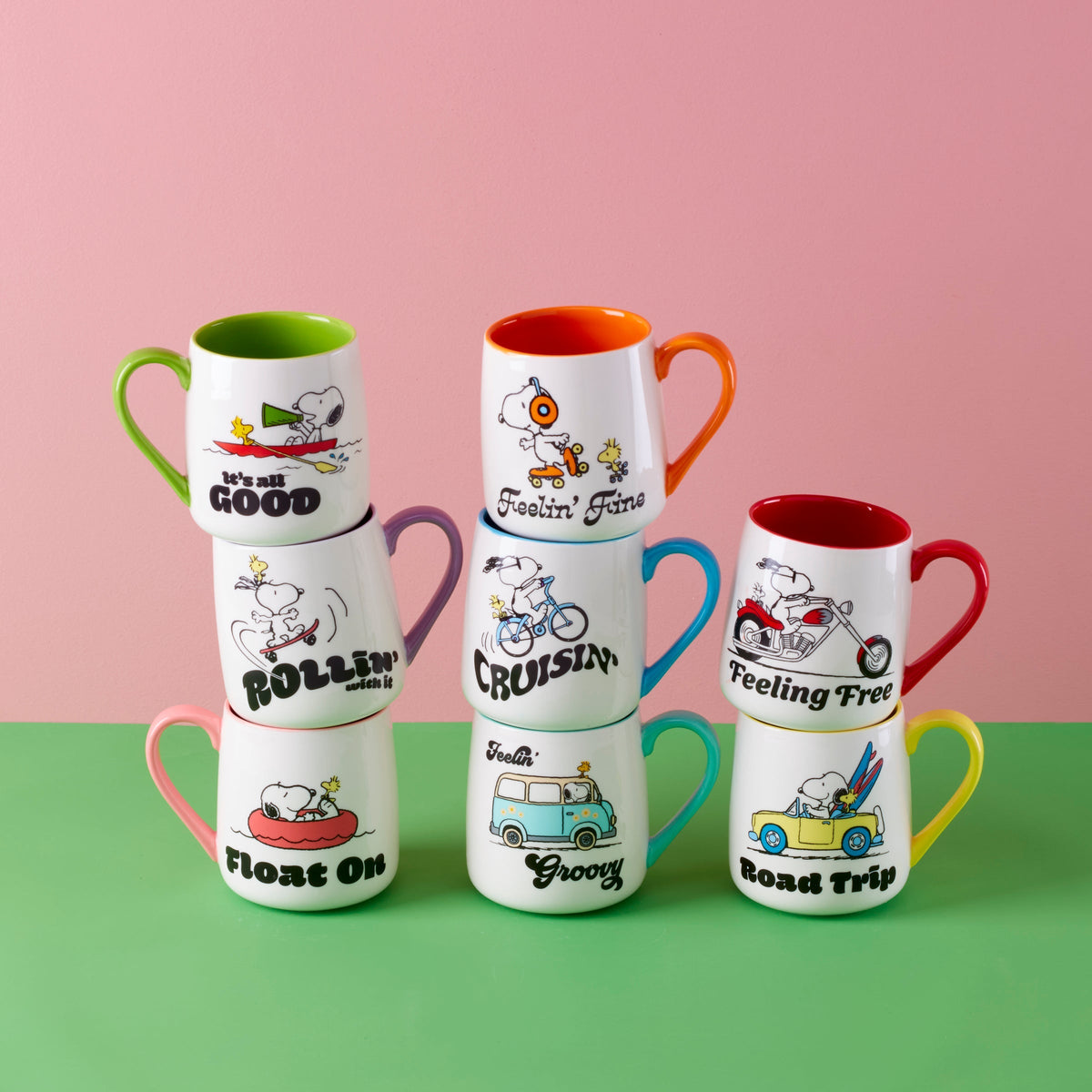 Peanuts Mugs Rollin'-All Good, Set of 2