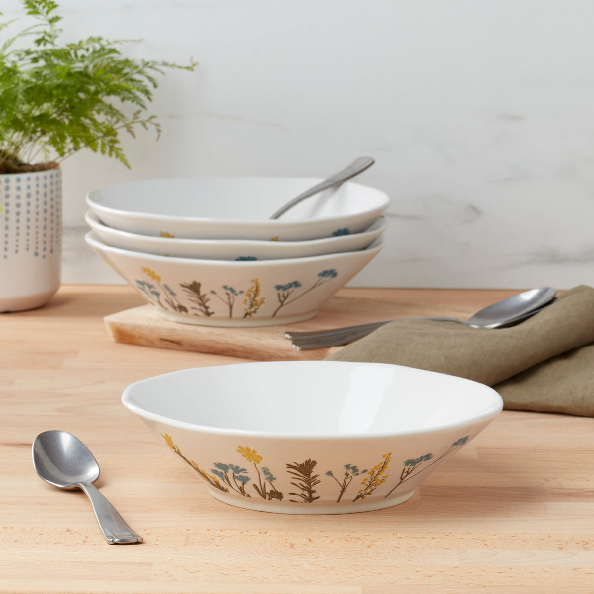 Wildflowers Pasta Bowls, Set of 4