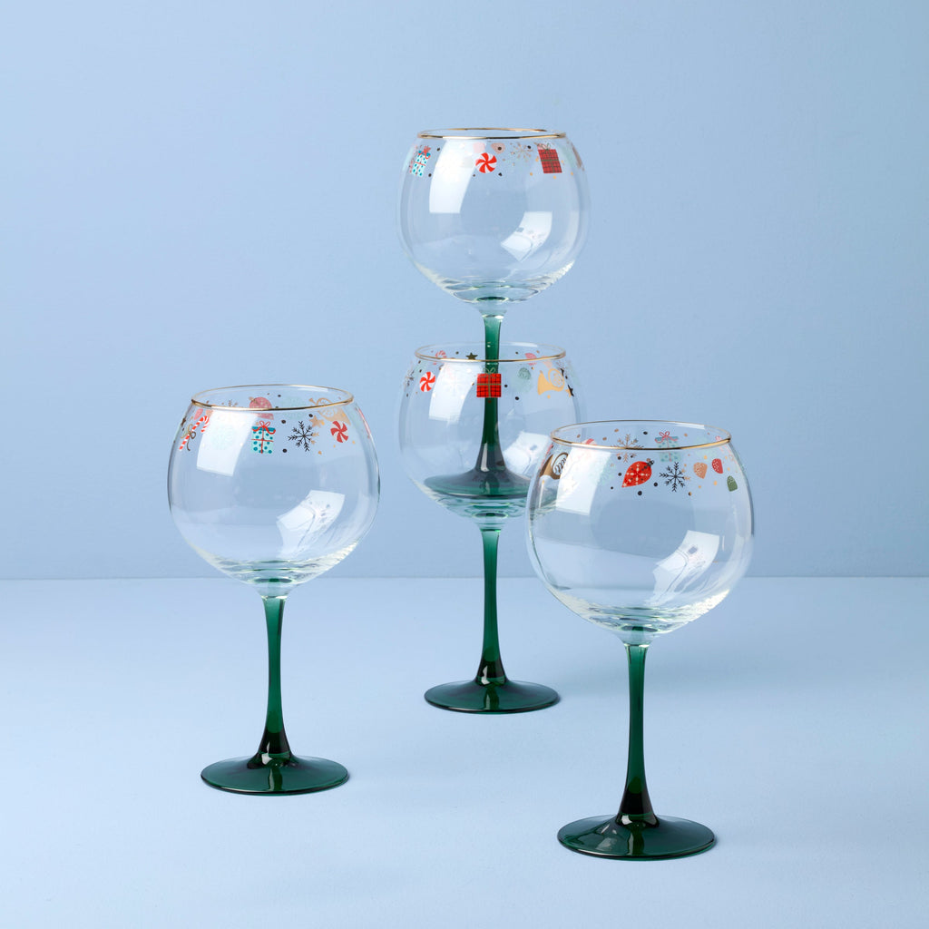 Nutcracker Ballet Balloon Wine Glasses, Set of 4