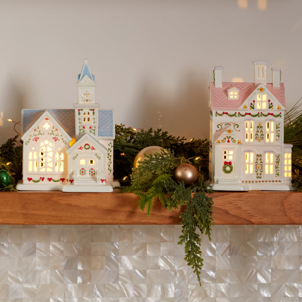 Lenox Holiday Village Lit Christmas Church Figurine