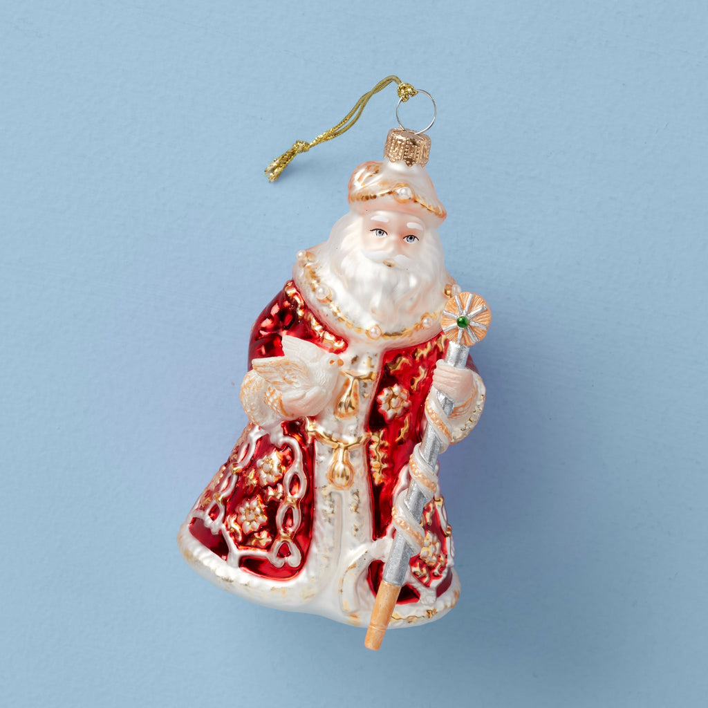 Blown Glass Santa Ornament