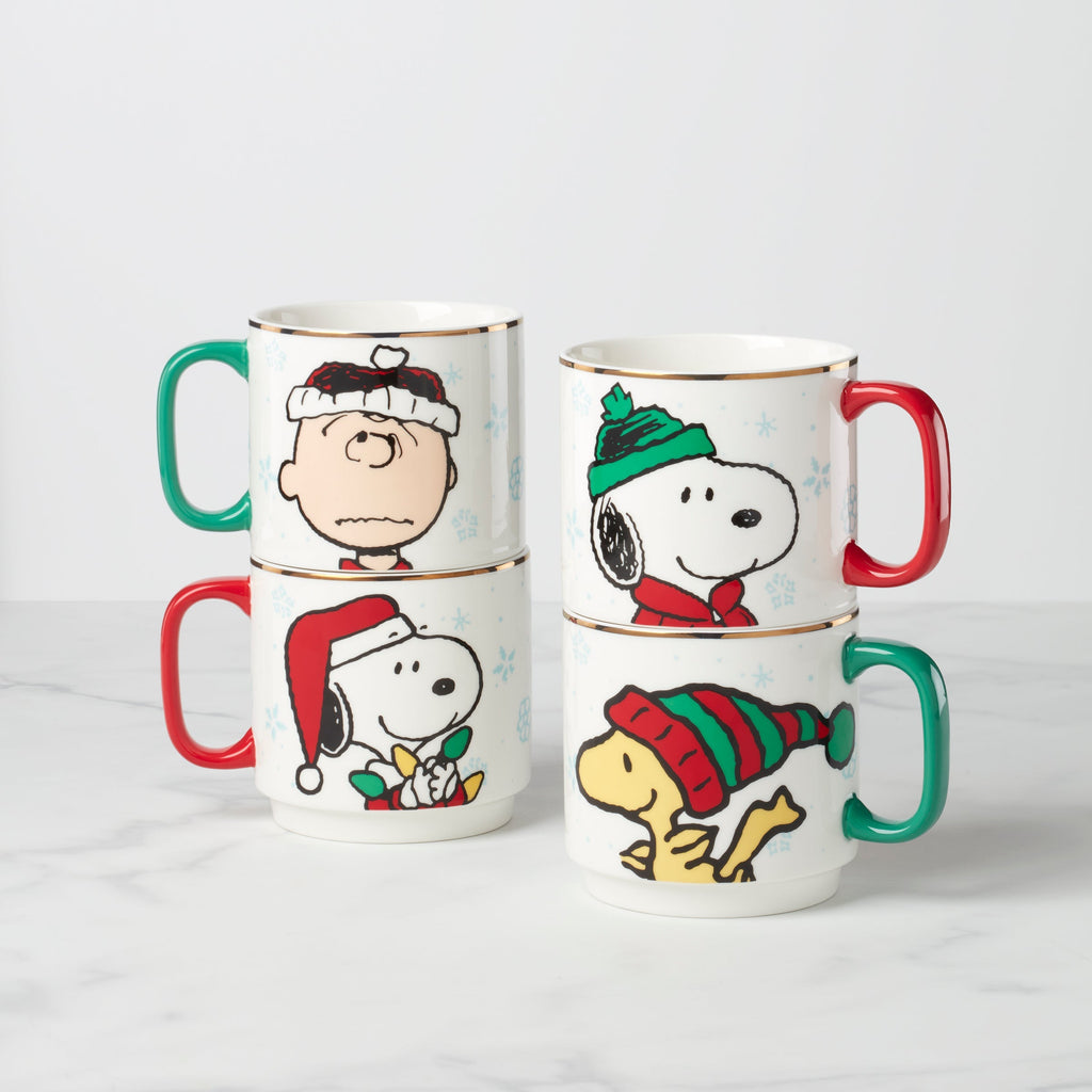 Snoopy Christmas Stacking Mugs, Set of 4