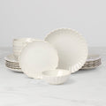 French Perle Scallop White 18-Piece Dinnerware Set