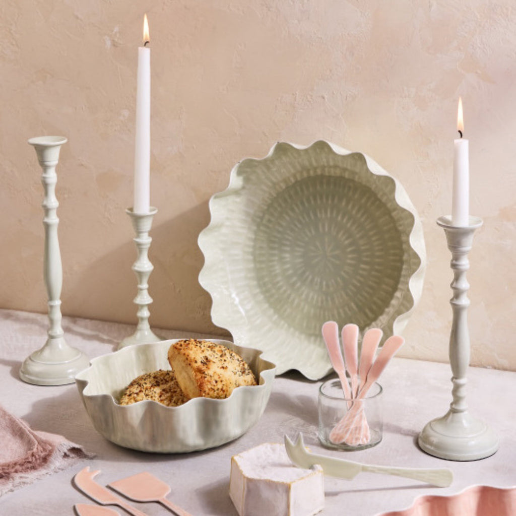 Nera Light Green Large Candle Holder