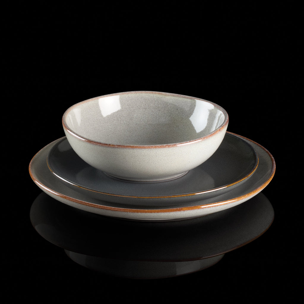 Organic Shades Gray 12 Piece Dinnerware Set