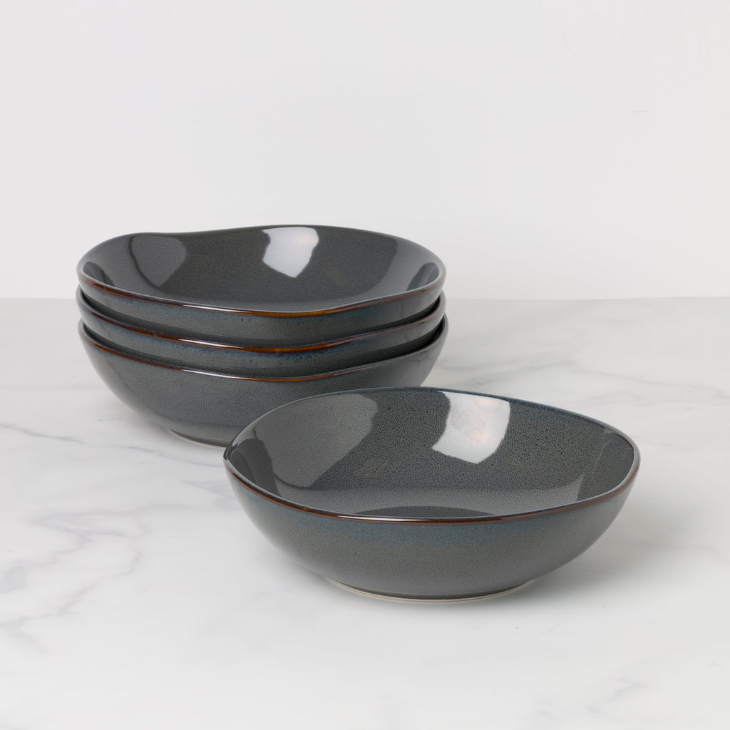 Organic Shades Gray Pasta Bowls, Set of 4