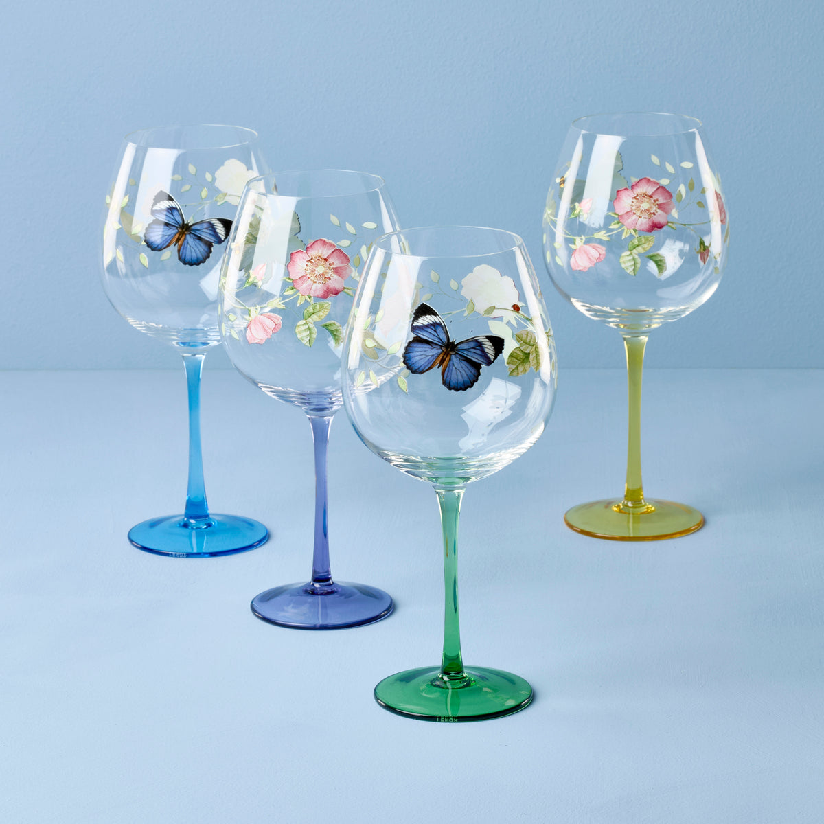 Butterfly Meadow Balloon Wine Glasses, Set of 4, Assorted