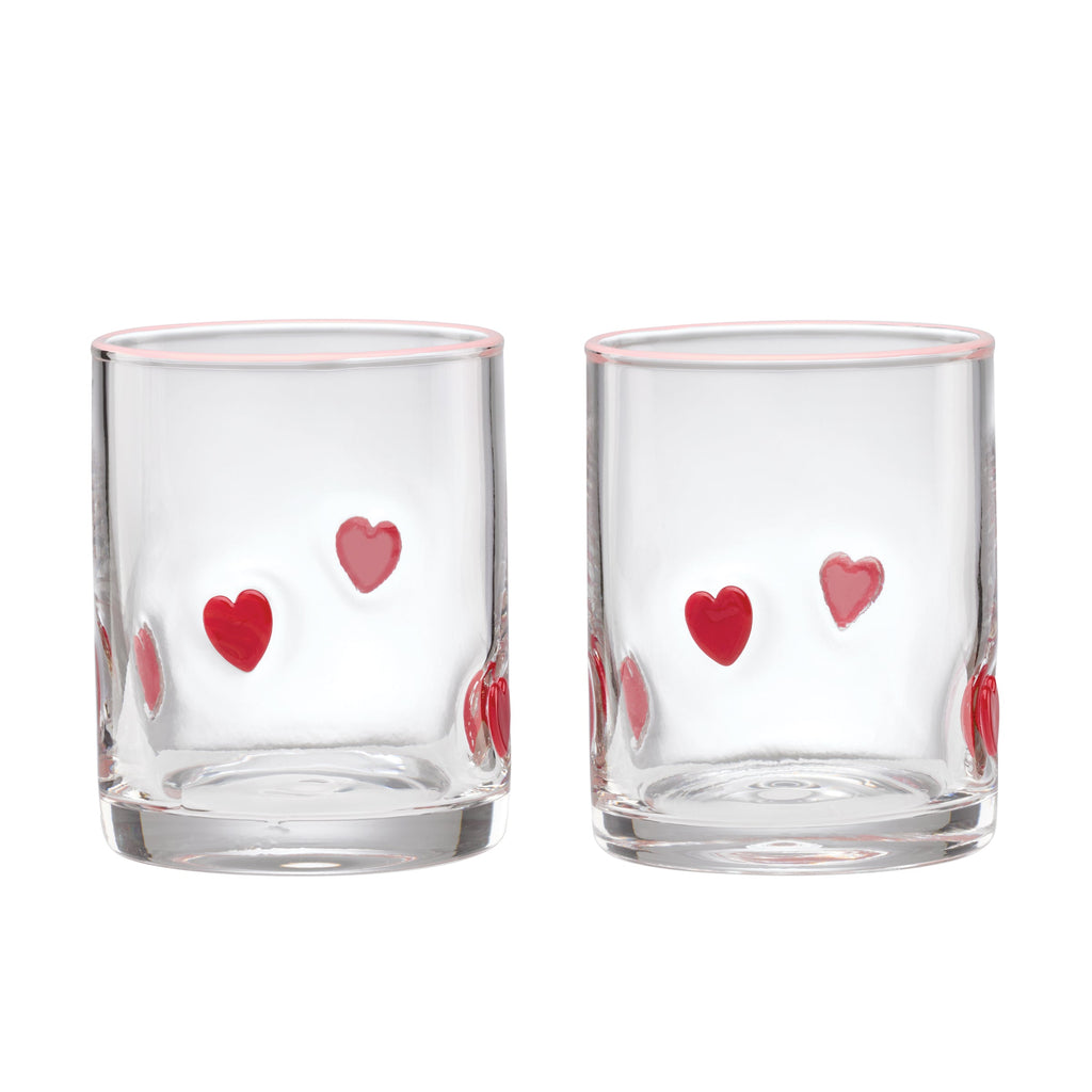 24 Seven Heart-Embossed Tumblers, Set of 2