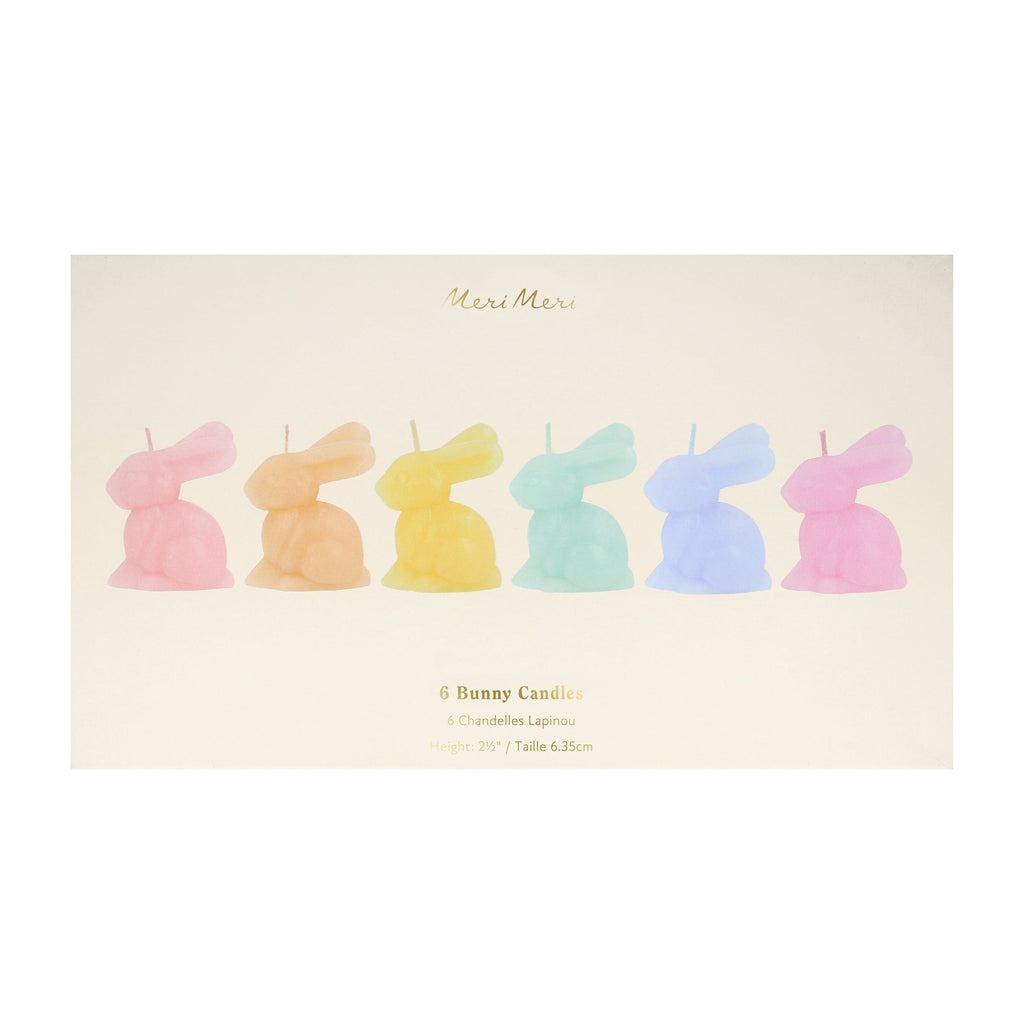 Mini Rainbow Bunny Candles, Set of 6