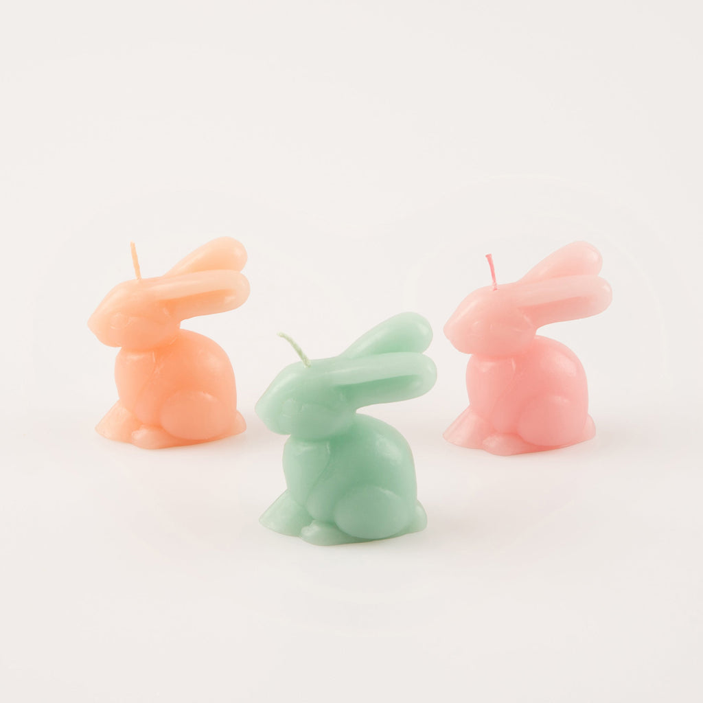 Mini Rainbow Bunny Candles, Set of 6