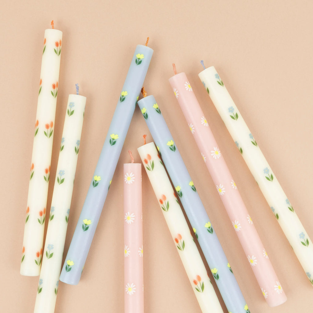Floral Table Candles, Set of 8