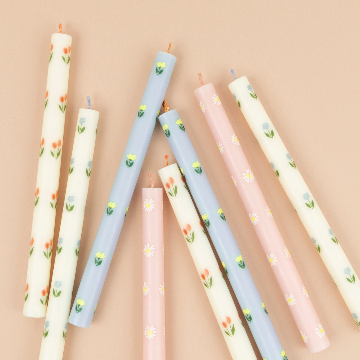 Floral Table Candles, Set of 8
