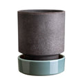 Hoff Raw Grey & Glazed Misty Blue 14cm Pot with Saucer
