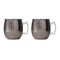 Hammered Black Moscow Mule Mugs, Set of 2