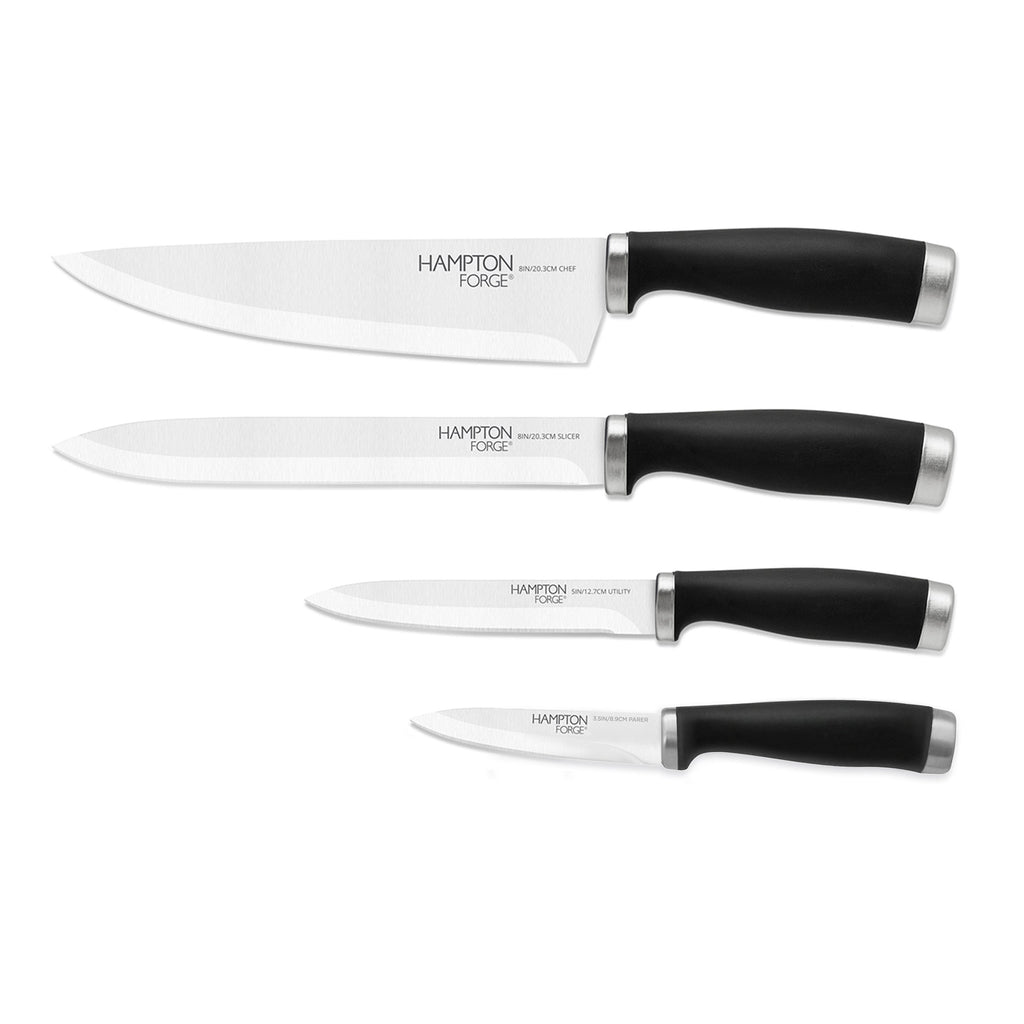 Epicure Black 4-Piece Soft-Grip Cutlery Set