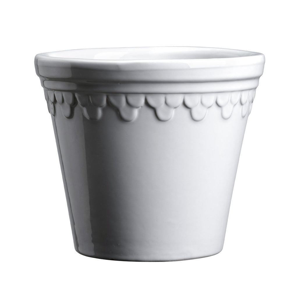 Kobenhavner Glazed Mineral White 16cm Pot with Saucer