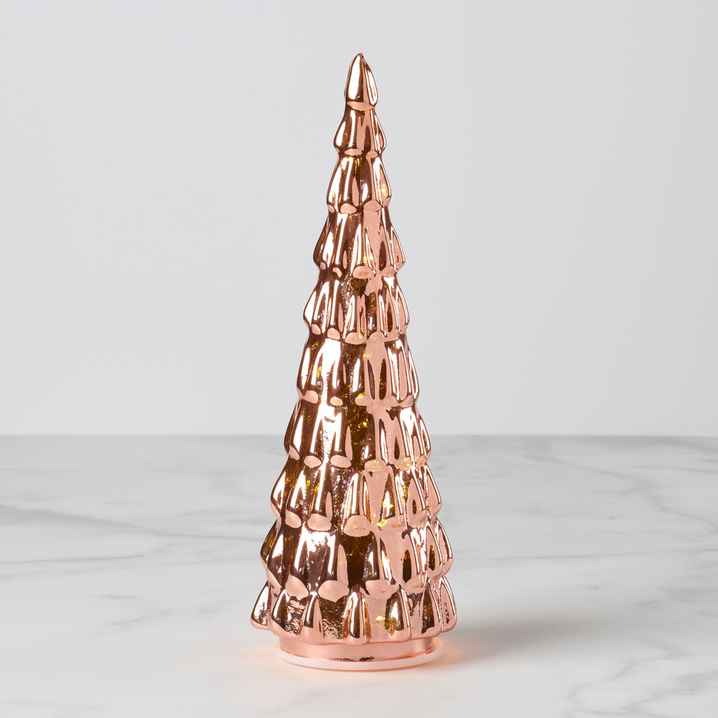 Led Lit Amber Glass Holiday Tree