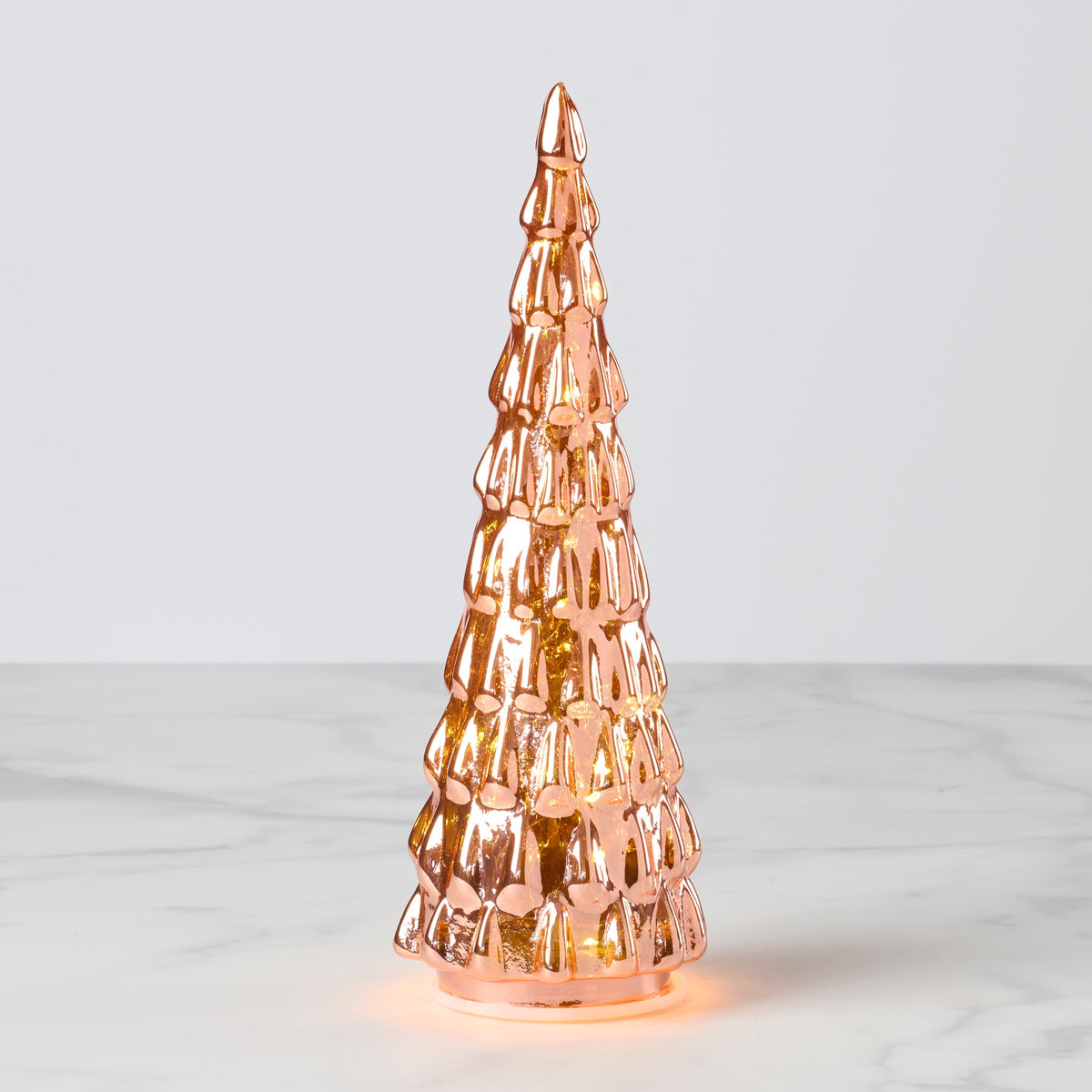 Led Lit Amber Glass Holiday Tree