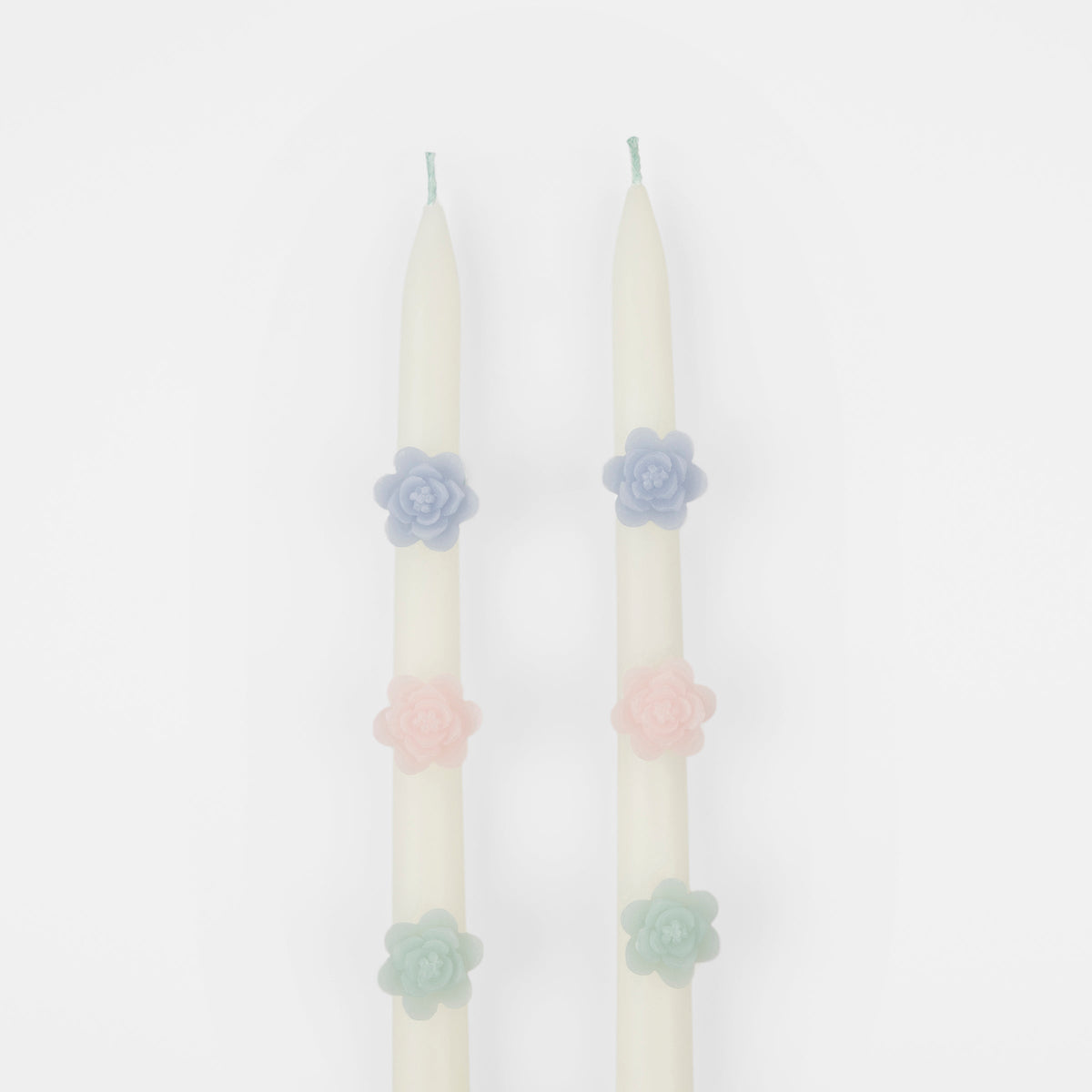 Pastel Flowers Taper Candles, Set of 2