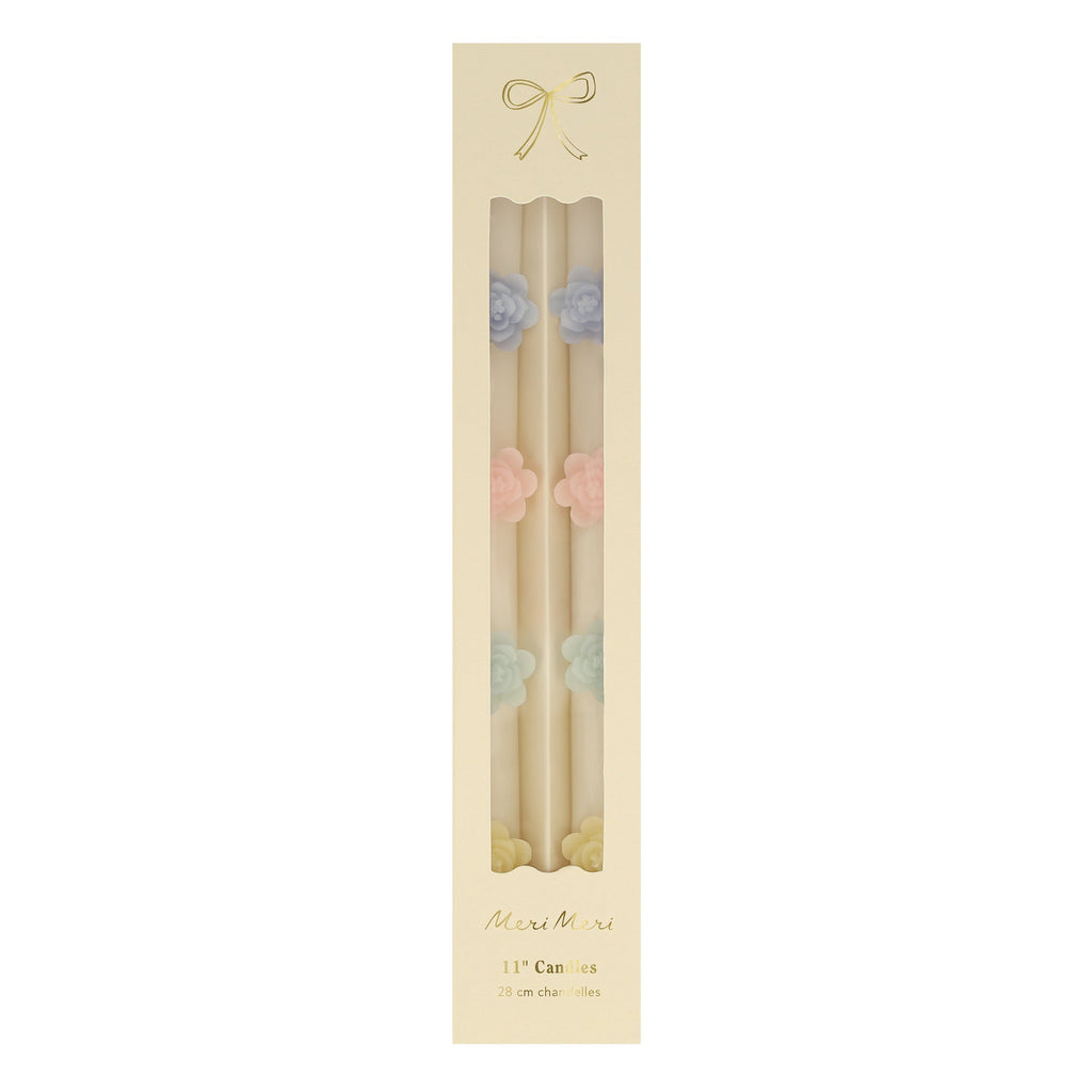 Pastel Flowers Taper Candles, Set of 2
