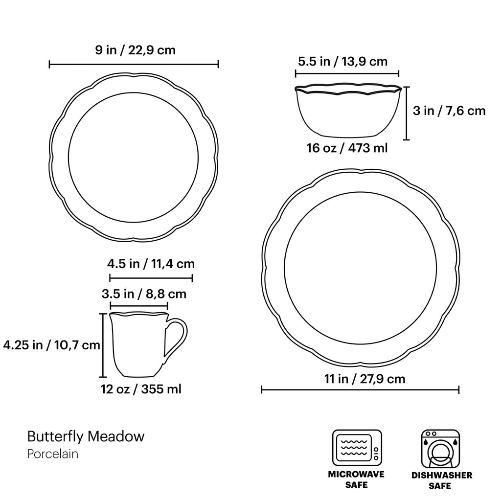Butterfly Meadow 24-Piece Dinnerware Set