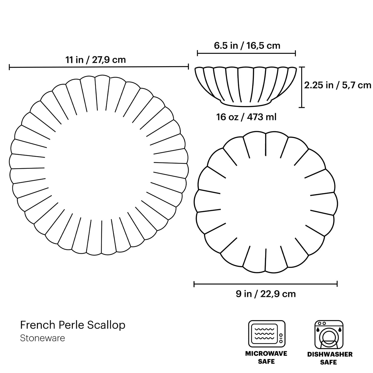 French Perle Scallop Ice Blue 12-Piece Dinnerware Set