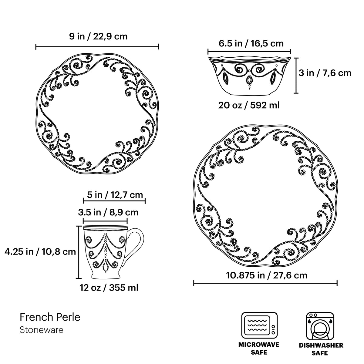 French Perle White 4-Piece Place Setting