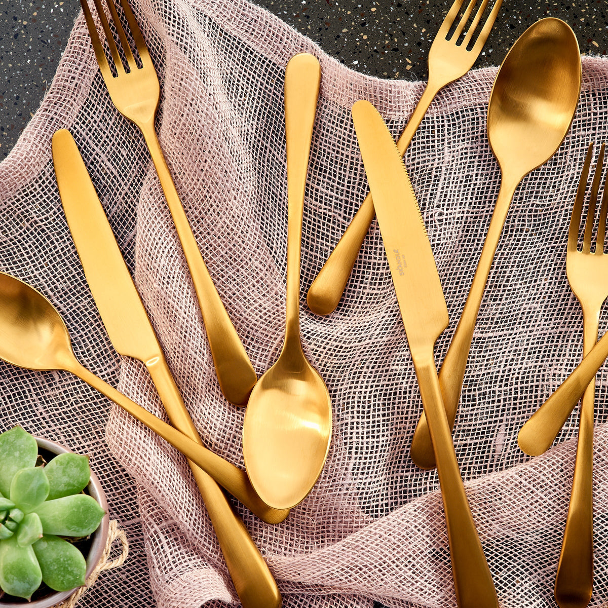 Mirabella Gold Titanium Satin 20-Piece Flatware Set