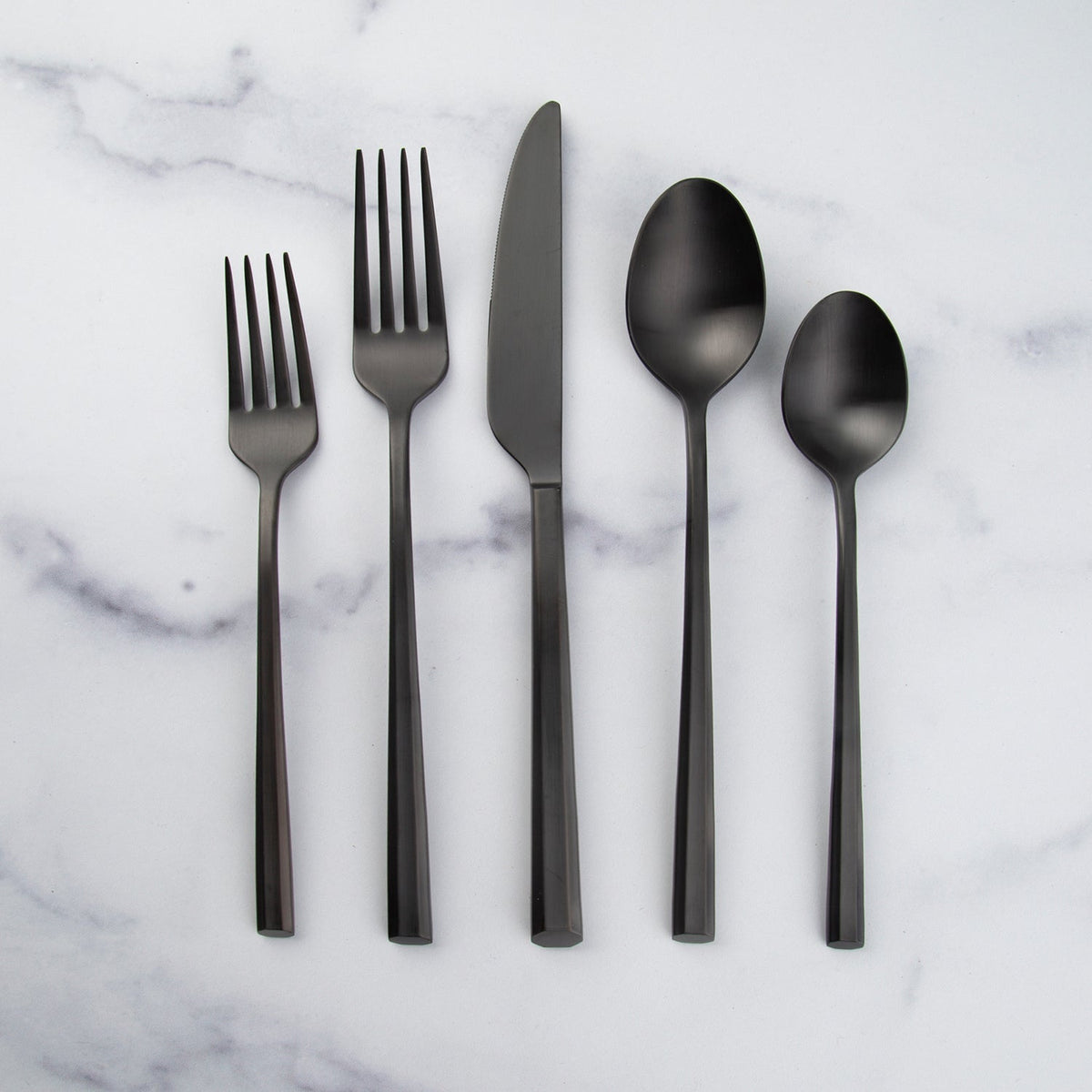 Isobel Black Satin 20-Piece Flatware Set